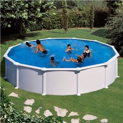 (460X120 BLANCA REF. KIT460ECOT) KIT PISCINA GRE REDONDA DE CHAPA DE ACERO LACADA.MODELO FIDJI